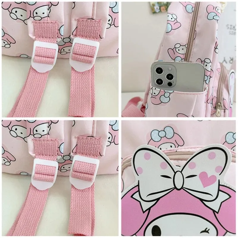 Sanrio Kinder Schulrucksack Hello Kitty Kuromi Cinnamoroll bedrucktes Oxford-Gewebe Kindergarten Mädchen Rucksack Schulbedarf