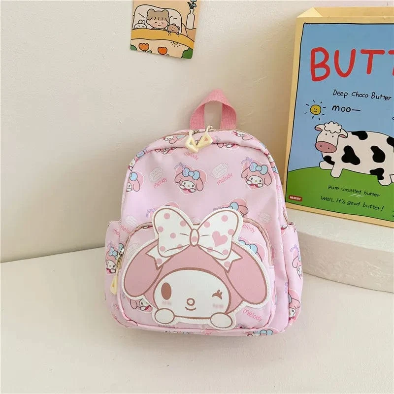 Sanrio Kinder Schulrucksack Hello Kitty Kuromi Cinnamoroll bedrucktes Oxford-Gewebe Kindergarten Mädchen Rucksack Schulbedarf