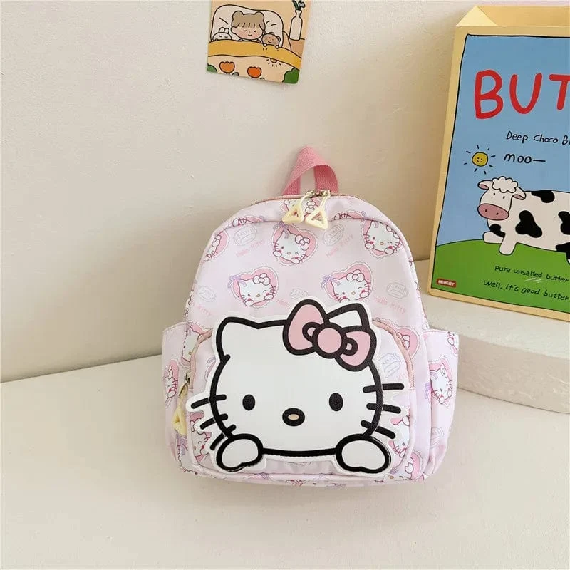 Sanrio Kinder Schulrucksack Hello Kitty Kuromi Cinnamoroll bedrucktes Oxford-Gewebe Kindergarten Mädchen Rucksack Schulbedarf