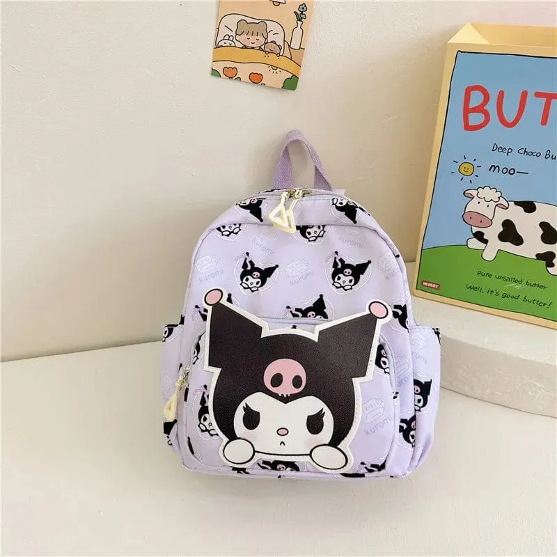 Sanrio Kinder Schulrucksack Hello Kitty Kuromi Cinnamoroll bedrucktes Oxford-Gewebe Kindergarten Mädchen Rucksack Schulbedarf