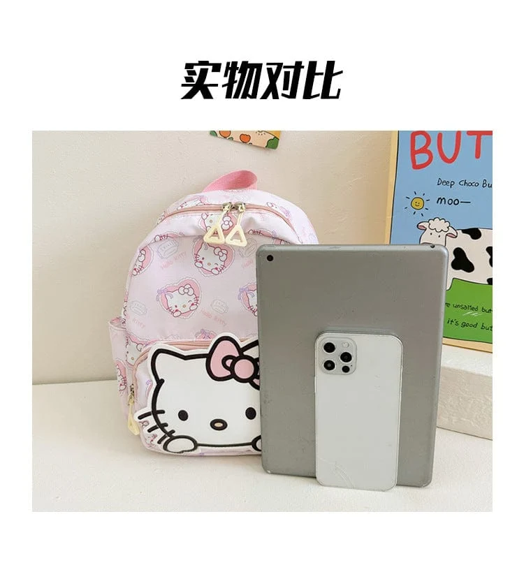 Sanrio Kinder Schulrucksack Hello Kitty Kuromi Cinnamoroll bedrucktes Oxford-Gewebe Kindergarten Mädchen Rucksack Schulbedarf