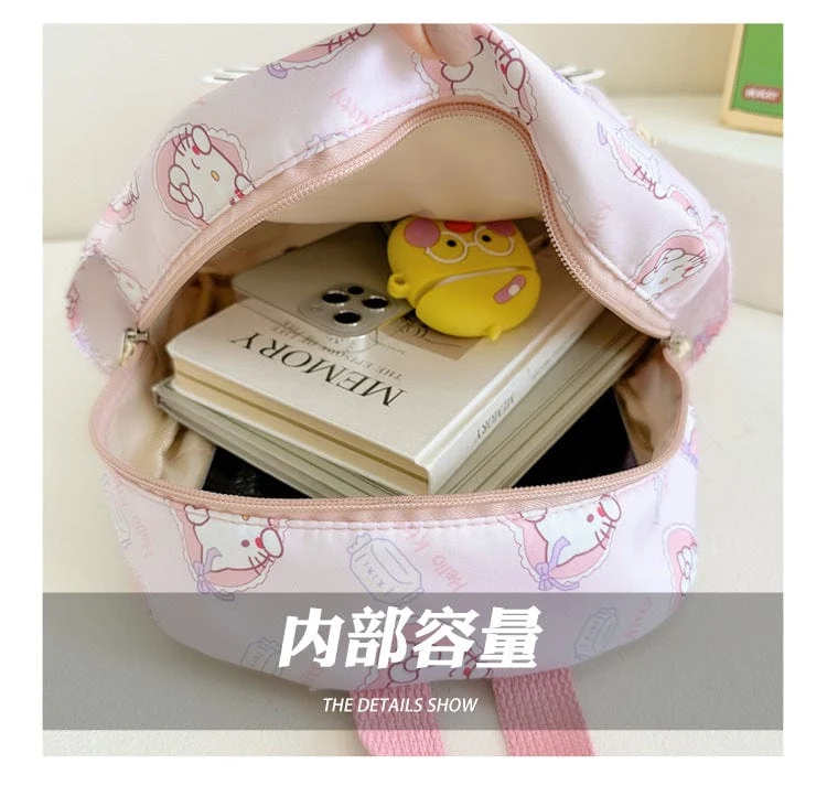 Sanrio Kinder Schulrucksack Hello Kitty Kuromi Cinnamoroll bedrucktes Oxford-Gewebe Kindergarten Mädchen Rucksack Schulbedarf