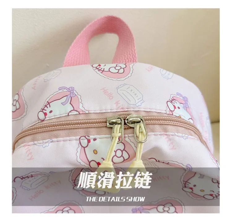 Sanrio Kinder Schulrucksack Hello Kitty Kuromi Cinnamoroll bedrucktes Oxford-Gewebe Kindergarten Mädchen Rucksack Schulbedarf