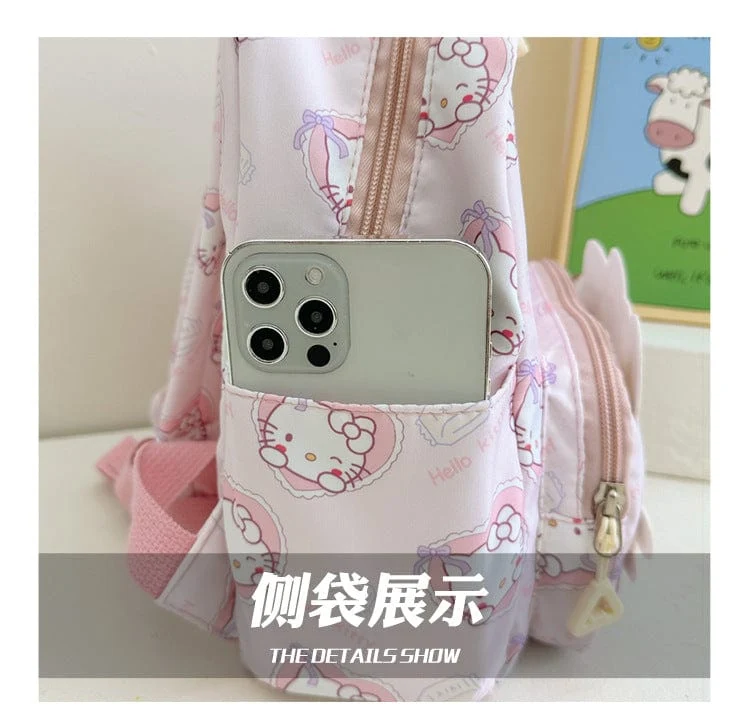 Sanrio Kinder Schulrucksack Hello Kitty Kuromi Cinnamoroll bedrucktes Oxford-Gewebe Kindergarten Mädchen Rucksack Schulbedarf