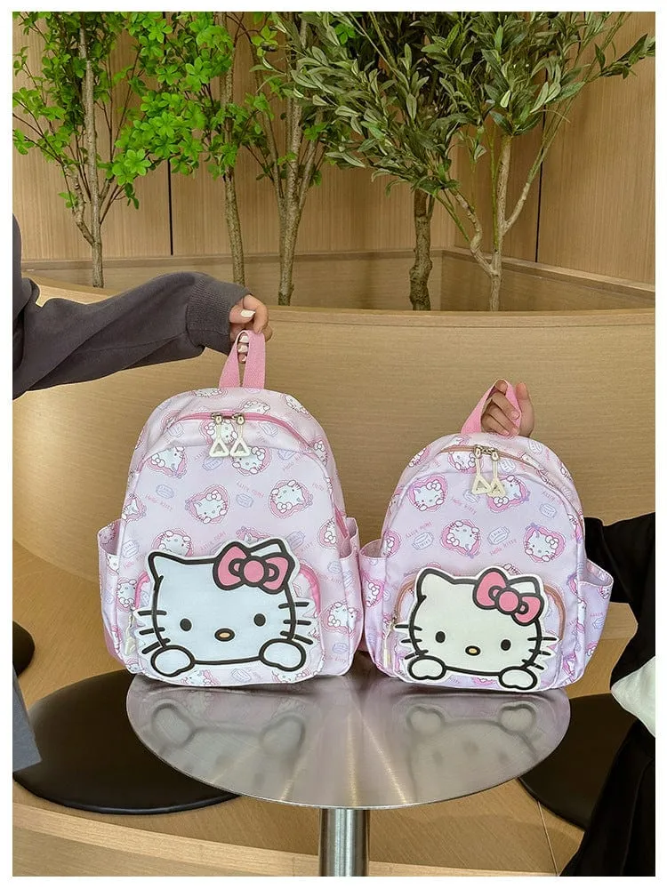 Sanrio Kinder Schulrucksack Hello Kitty Kuromi Cinnamoroll bedrucktes Oxford-Gewebe Kindergarten Mädchen Rucksack Schulbedarf
