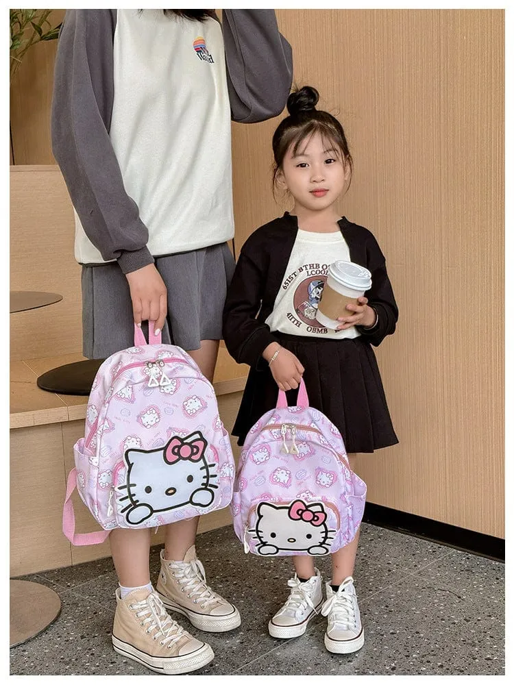 Sanrio Kinder Schulrucksack Hello Kitty Kuromi Cinnamoroll bedrucktes Oxford-Gewebe Kindergarten Mädchen Rucksack Schulbedarf
