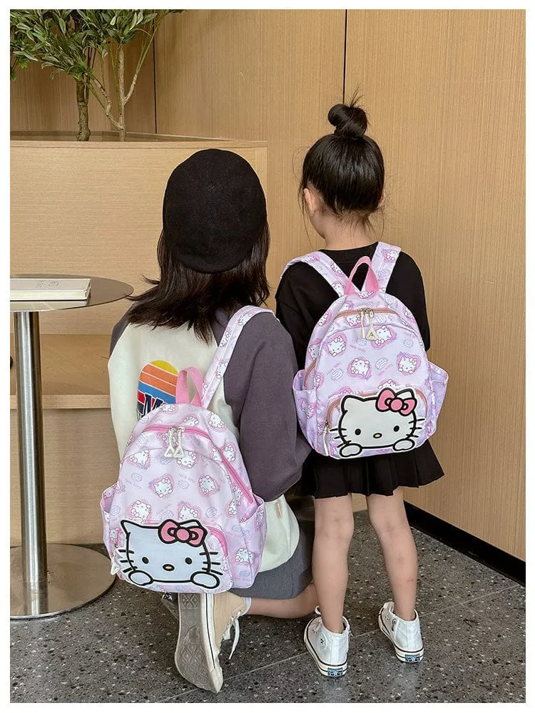 Sanrio Kinder Schulrucksack Hello Kitty Kuromi Cinnamoroll bedrucktes Oxford-Gewebe Kindergarten Mädchen Rucksack Schulbedarf