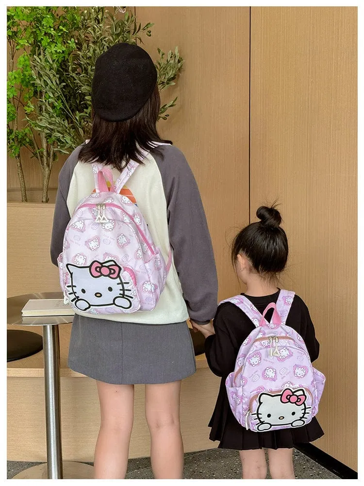Sanrio Kinder Schulrucksack Hello Kitty Kuromi Cinnamoroll bedrucktes Oxford-Gewebe Kindergarten Mädchen Rucksack Schulbedarf