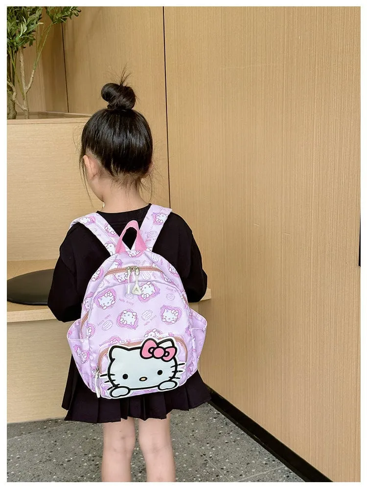 Sanrio Kinder Schulrucksack Hello Kitty Kuromi Cinnamoroll bedrucktes Oxford-Gewebe Kindergarten Mädchen Rucksack Schulbedarf