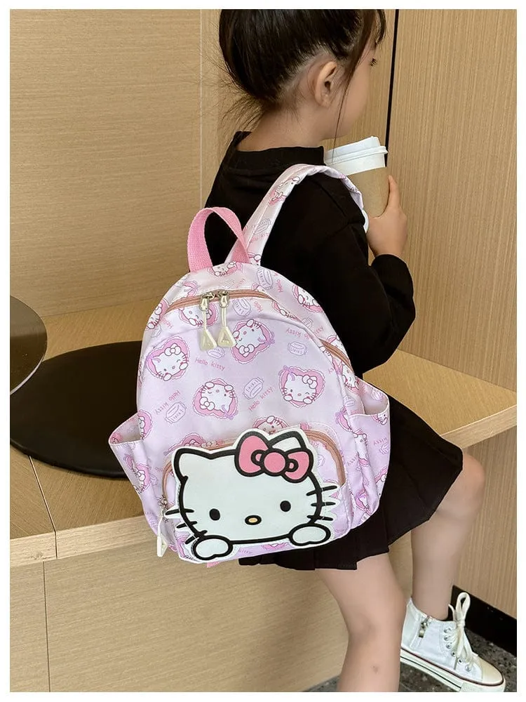 Sanrio Kinder Schulrucksack Hello Kitty Kuromi Cinnamoroll bedrucktes Oxford-Gewebe Kindergarten Mädchen Rucksack Schulbedarf