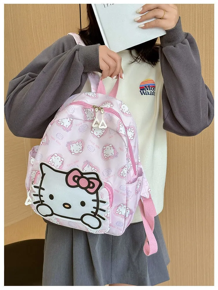 Sanrio Kinder Schulrucksack Hello Kitty Kuromi Cinnamoroll bedrucktes Oxford-Gewebe Kindergarten Mädchen Rucksack Schulbedarf