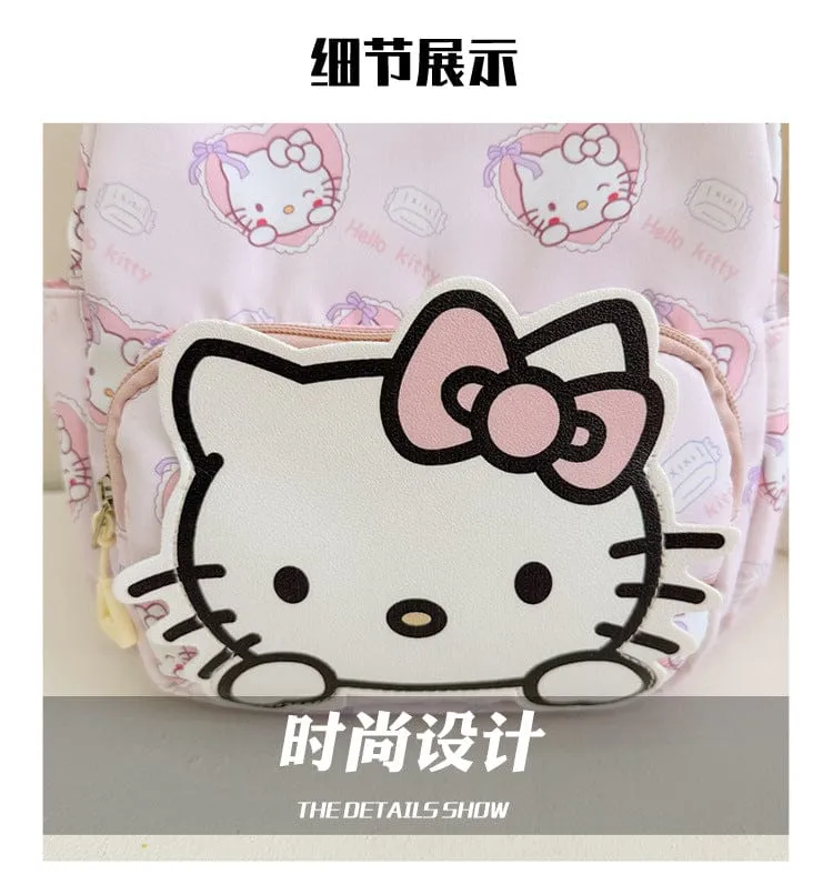 Sanrio Kinder Schulrucksack Hello Kitty Kuromi Cinnamoroll bedrucktes Oxford-Gewebe Kindergarten Mädchen Rucksack Schulbedarf
