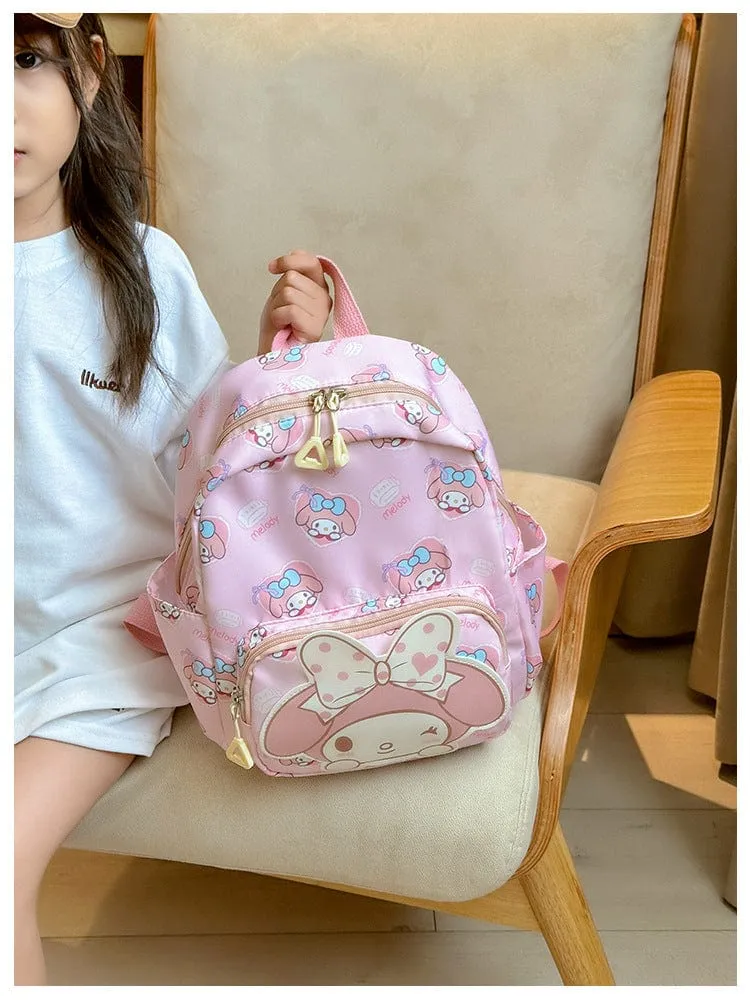 Sanrio Kinder Schulrucksack Hello Kitty Kuromi Cinnamoroll bedrucktes Oxford-Gewebe Kindergarten Mädchen Rucksack Schulbedarf
