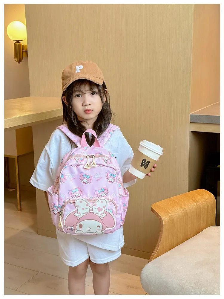 Sanrio Kinder Schulrucksack Hello Kitty Kuromi Cinnamoroll bedrucktes Oxford-Gewebe Kindergarten Mädchen Rucksack Schulbedarf