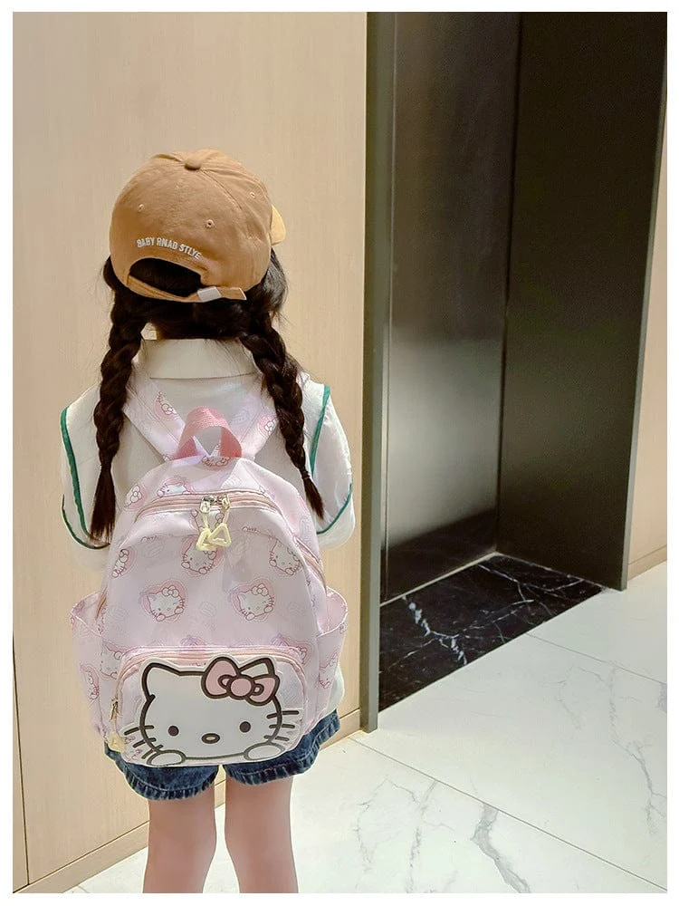 Sanrio Kinder Schulrucksack Hello Kitty Kuromi Cinnamoroll bedrucktes Oxford-Gewebe Kindergarten Mädchen Rucksack Schulbedarf
