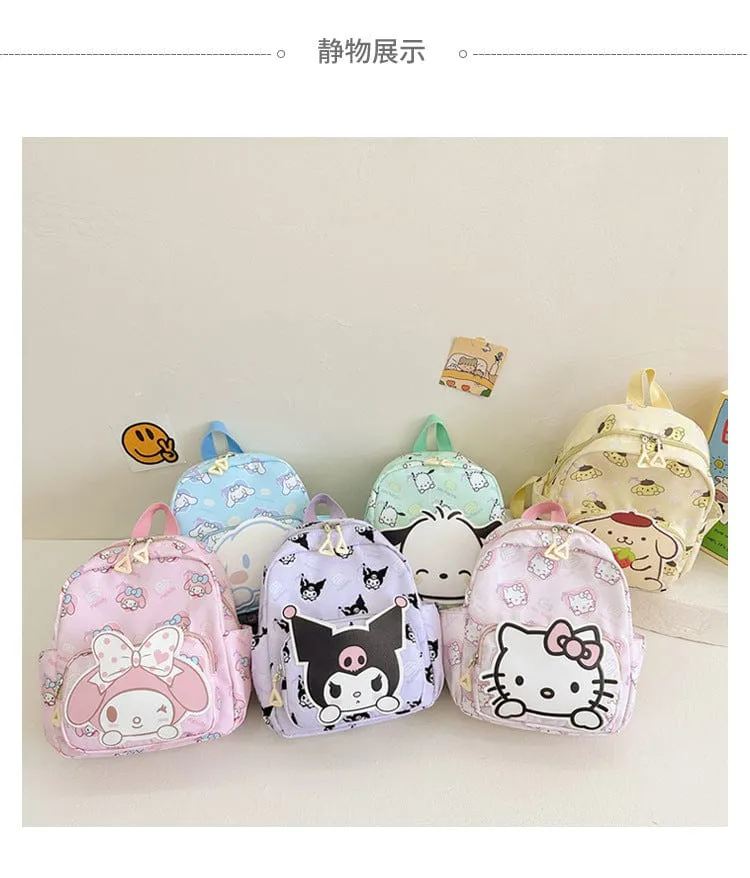 Sanrio Kinder Schulrucksack Hello Kitty Kuromi Cinnamoroll bedrucktes Oxford-Gewebe Kindergarten Mädchen Rucksack Schulbedarf