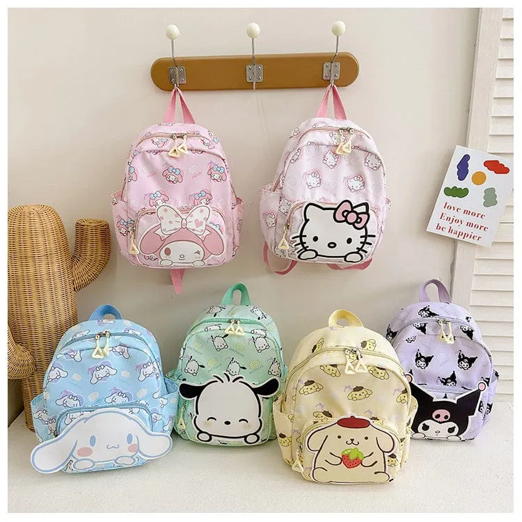 Sanrio Kinder Schulrucksack Hello Kitty Kuromi Cinnamoroll bedrucktes Oxford-Gewebe Kindergarten Mädchen Rucksack Schulbedarf