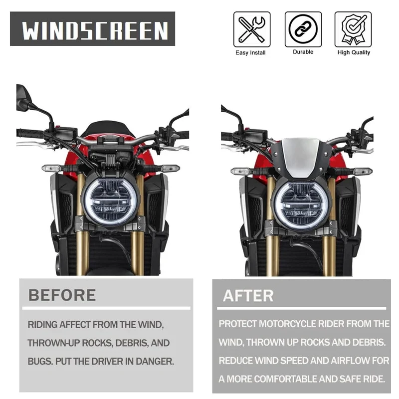 Cb650r Windschutzscheibe Motorrad Windschutz Für Honda CB650R 2019-2023 CB1000R 2018-2020 Vorne Sport Windabweiser Schutz Abdeckung