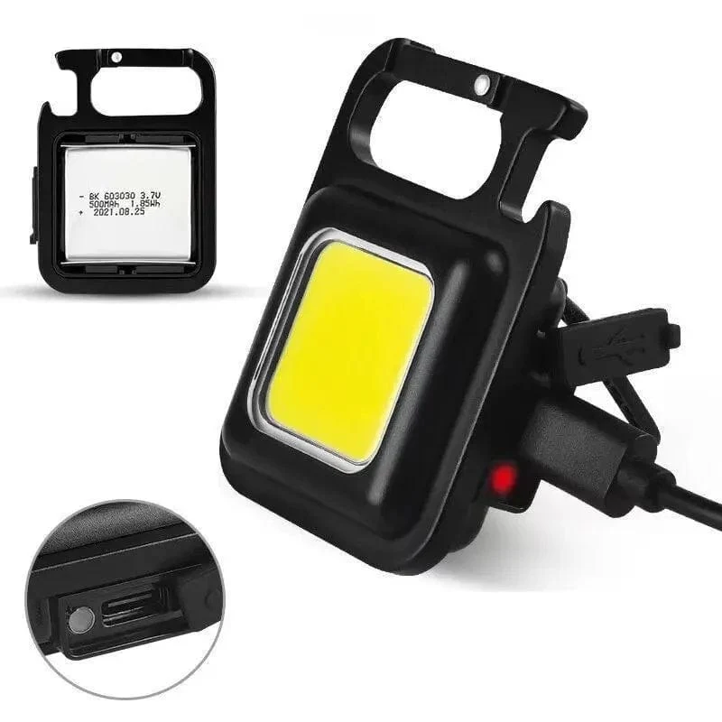 Starkes Licht, tragbar, Mini-Schlüsselanhänger, kleine Taschenlampe, Aufladen, Camping, Arbeit, multifunktionale Auto-Reparatur-LED
