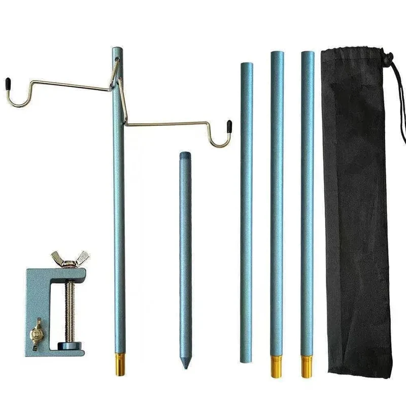 WESTTUNE 4-teiliger Camping-Laternenständer aus Aluminiumlegierung, abnehmbarer Lampenmast, tragbarer Außenlichthalter, zusammenklappbarer Lampenaufhänger
