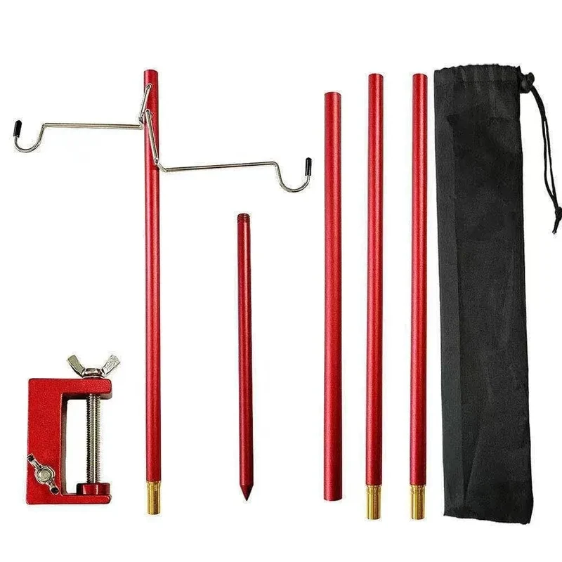 WESTTUNE 4-teiliger Camping-Laternenständer aus Aluminiumlegierung, abnehmbarer Lampenmast, tragbarer Außenlichthalter, zusammenklappbarer Lampenaufhänger