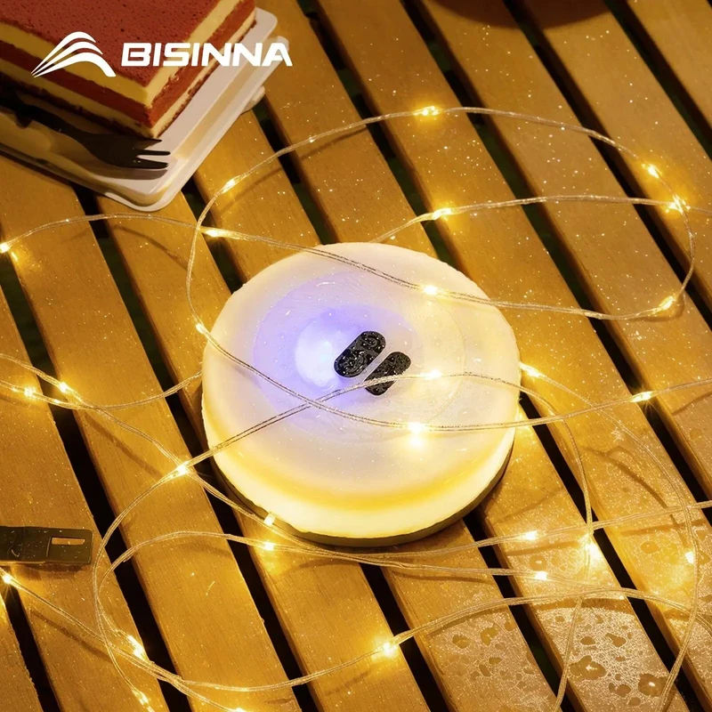 BISINNA Camping-Lichterkette, USB-Ladelaterne, 2800 mAh, IPX6 wasserdicht, wiederaufladbare Taschenlampen