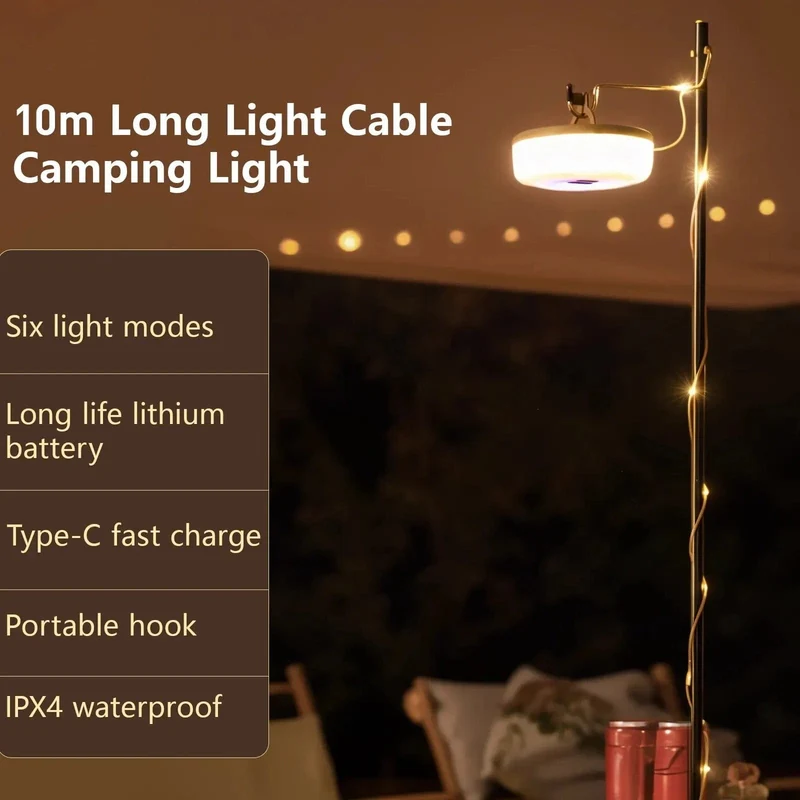BISINNA Camping-Lichterkette, USB-Ladelaterne, 2800 mAh, IPX6 wasserdicht, wiederaufladbare Taschenlampen