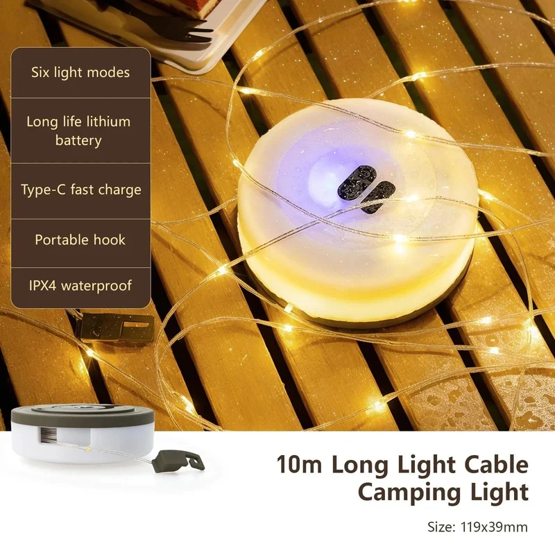 BISINNA Camping-Lichterkette, USB-Ladelaterne, 2800 mAh, IPX6 wasserdicht, wiederaufladbare Taschenlampen