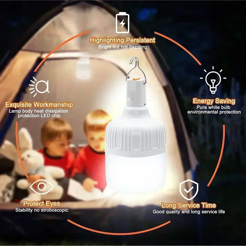 60 W Notfall Licht Outdoor Camping Liefert Edc Outdoor USB Aufladbare LED Glühbirne Laterne Wandern Sport Unterhaltung