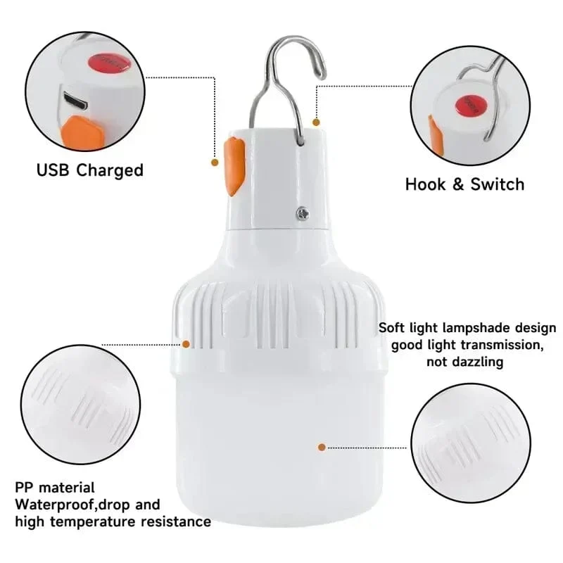 60 W Notfall Licht Outdoor Camping Liefert Edc Outdoor USB Aufladbare LED Glühbirne Laterne Wandern Sport Unterhaltung