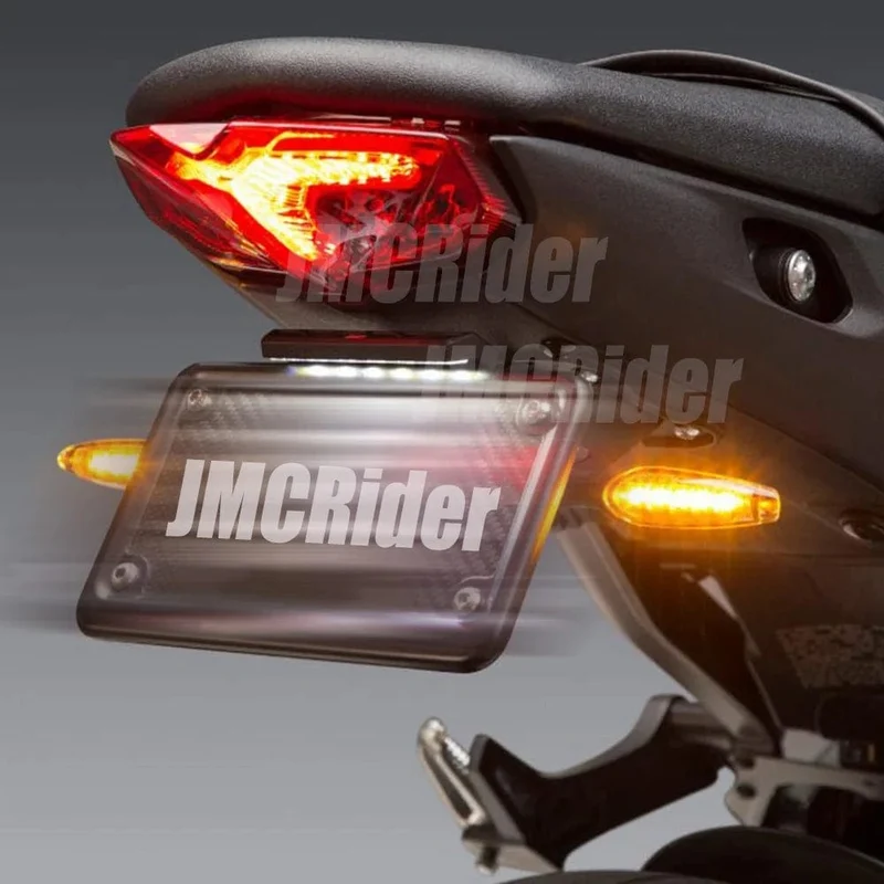 Für Yamaha MT-09 MT09 MT 09 SP 2021 2022 Heckfender-Registrierungshalterung Kennzeichenhalter Rahmen Heck ordentlich mit LED-Licht