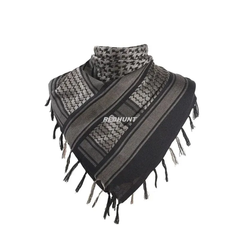 Militärischer arabischer Keffiyeh-Shemagh-Schal aus Baumwolle, Winterschal, Halswärmer, Kopftuch, winddicht, taktischer Campingschal für Männer und Frauen