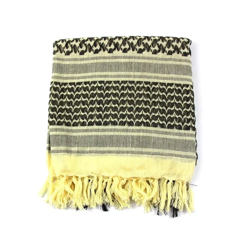 Militärischer arabischer Keffiyeh-Shemagh-Schal aus Baumwolle, Winterschal, Halswärmer, Kopftuch, winddicht, taktischer Campingschal für Männer und Frauen