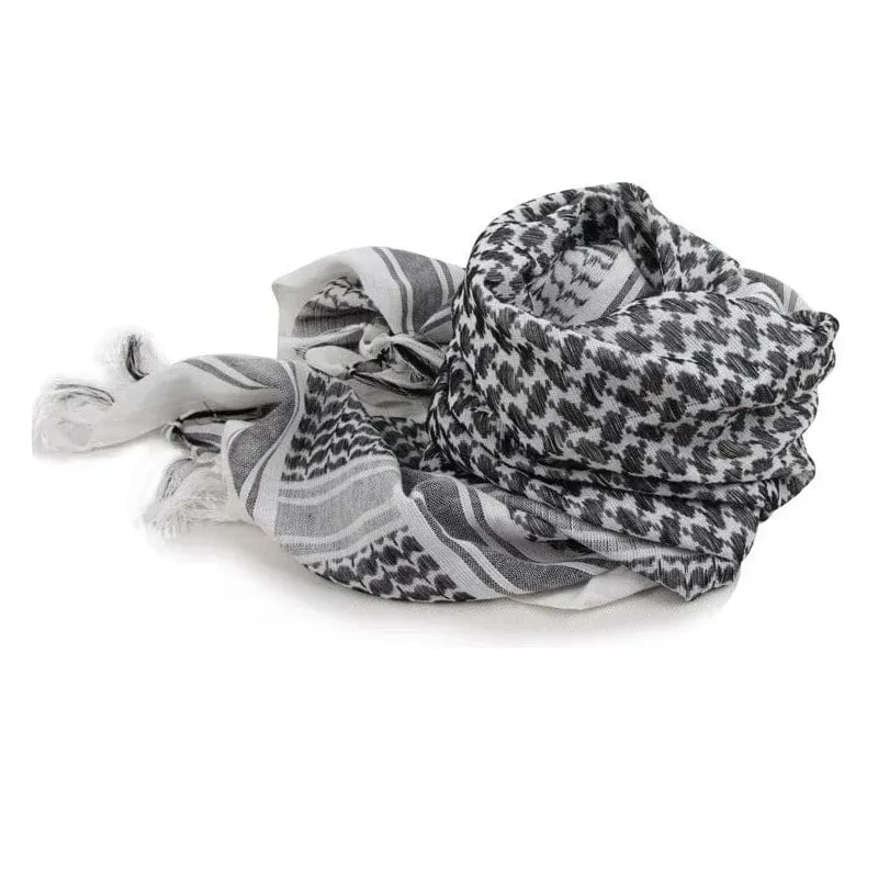 Militärischer arabischer Keffiyeh-Shemagh-Schal aus Baumwolle, Winterschal, Halswärmer, Kopftuch, winddicht, taktischer Campingschal für Männer und Frauen
