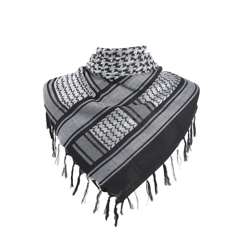Militärischer arabischer Keffiyeh-Shemagh-Schal aus Baumwolle, Winterschal, Halswärmer, Kopftuch, winddicht, taktischer Campingschal für Männer und Frauen