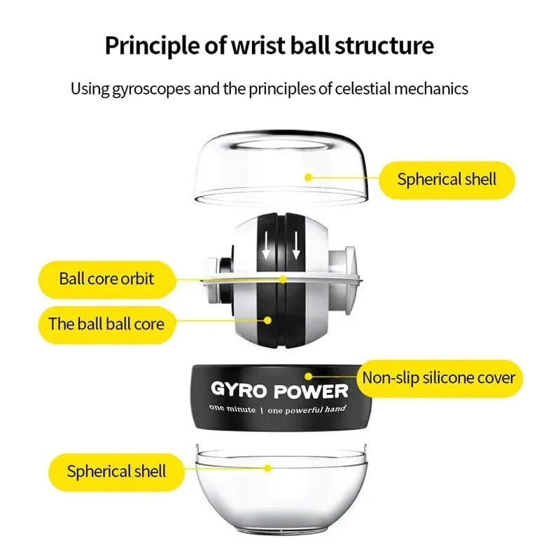 Gyroscopic Strengther Power Ball Autostart Range Gyro Power Wrist Ball Arm Hand Muscle Force Trainer Fitness Equipmen