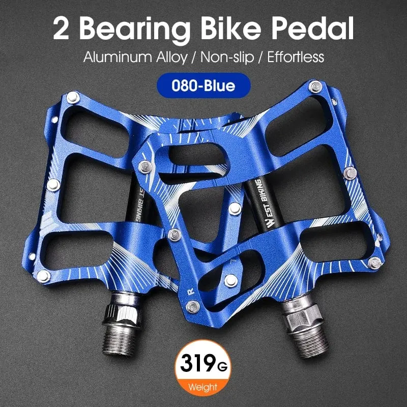 WEST BIKING Fahrradpedale 3 Lager Rutschfeste MTB-Pedale aus Aluminiumlegierung, flach, anwendbar, wasserdicht, Fahrradzubehör