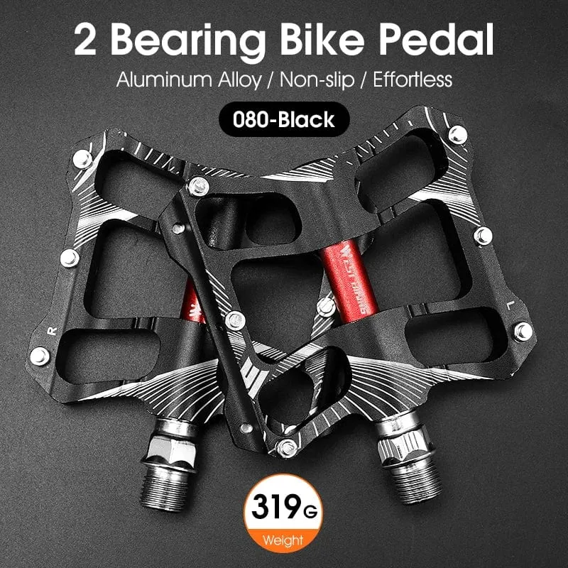 WEST BIKING Fahrradpedale 3 Lager Rutschfeste MTB-Pedale aus Aluminiumlegierung, flach, anwendbar, wasserdicht, Fahrradzubehör