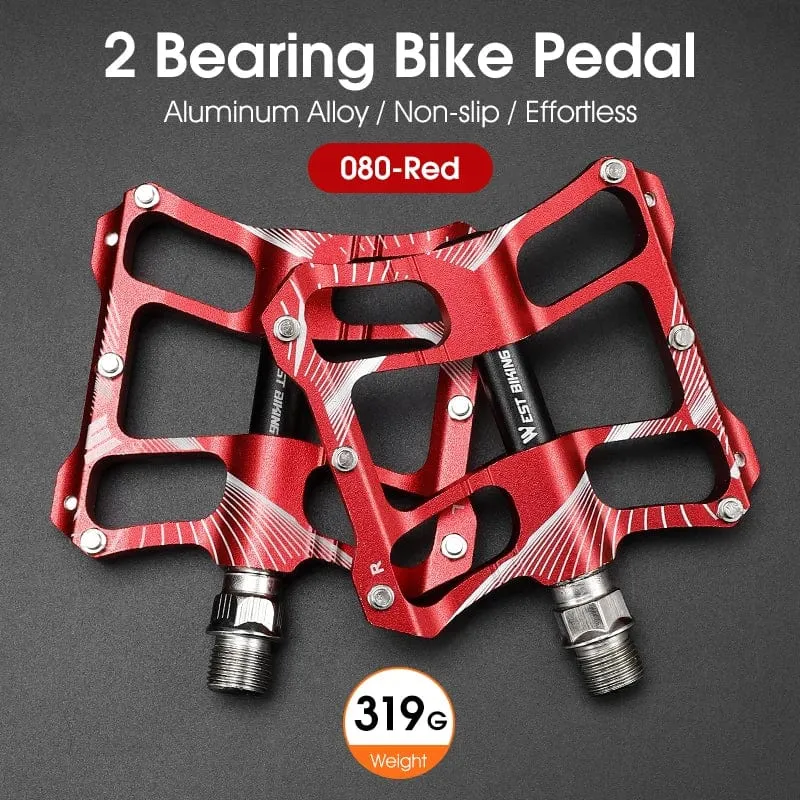 WEST BIKING Fahrradpedale 3 Lager Rutschfeste MTB-Pedale aus Aluminiumlegierung, flach, anwendbar, wasserdicht, Fahrradzubehör