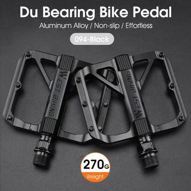 WEST BIKING Fahrradpedale 3 Lager Rutschfeste MTB-Pedale aus Aluminiumlegierung, flach, anwendbar, wasserdicht, Fahrradzubehör