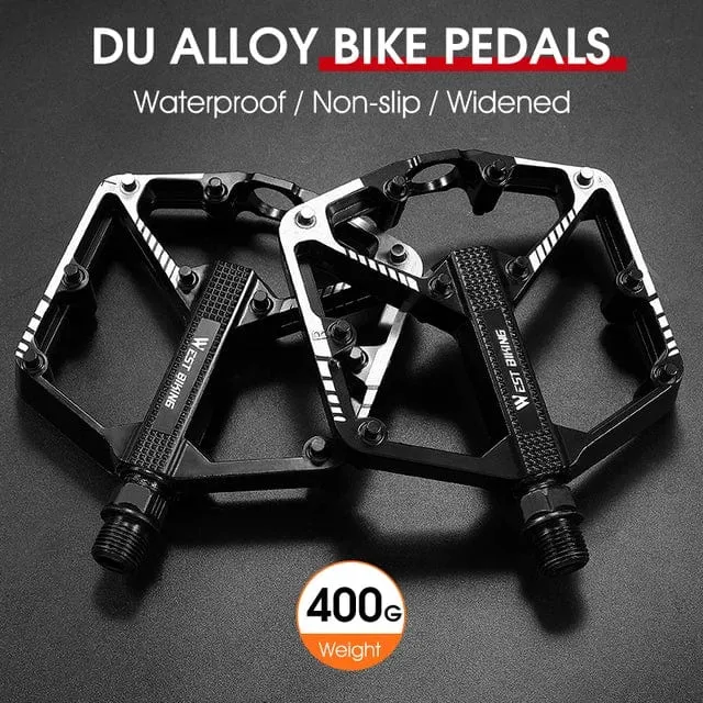 WEST BIKING Fahrradpedale 3 Lager Rutschfeste MTB-Pedale aus Aluminiumlegierung, flach, anwendbar, wasserdicht, Fahrradzubehör