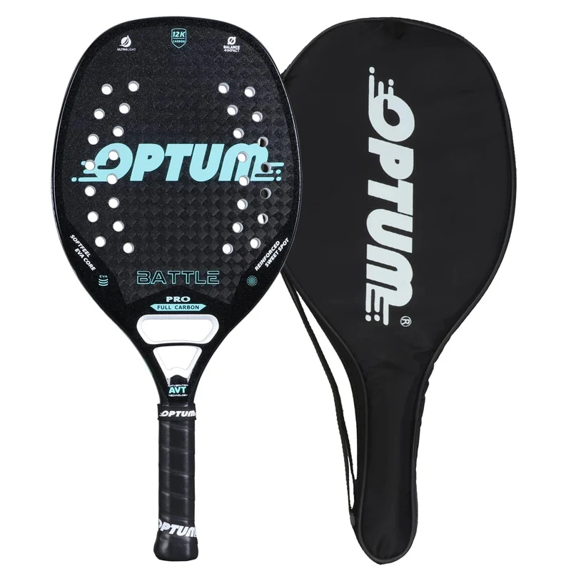 OPTUM BATTLE 12K Carbonfaser-Strandtennisschläger mit rauer Oberfläche und Schutzhülle