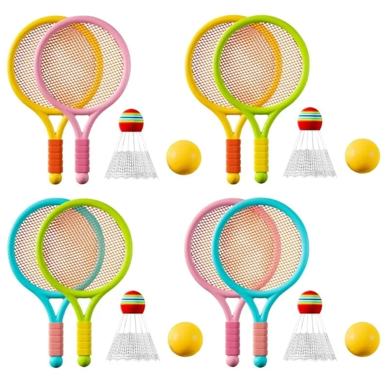 Tennisschläger für Kinder, weiche Trainingsbälle, Badminton-Federbälle, Schläger, interaktives Sportspielzeug für die ganze Familie, farbenfrohes Spielzubehör, neu