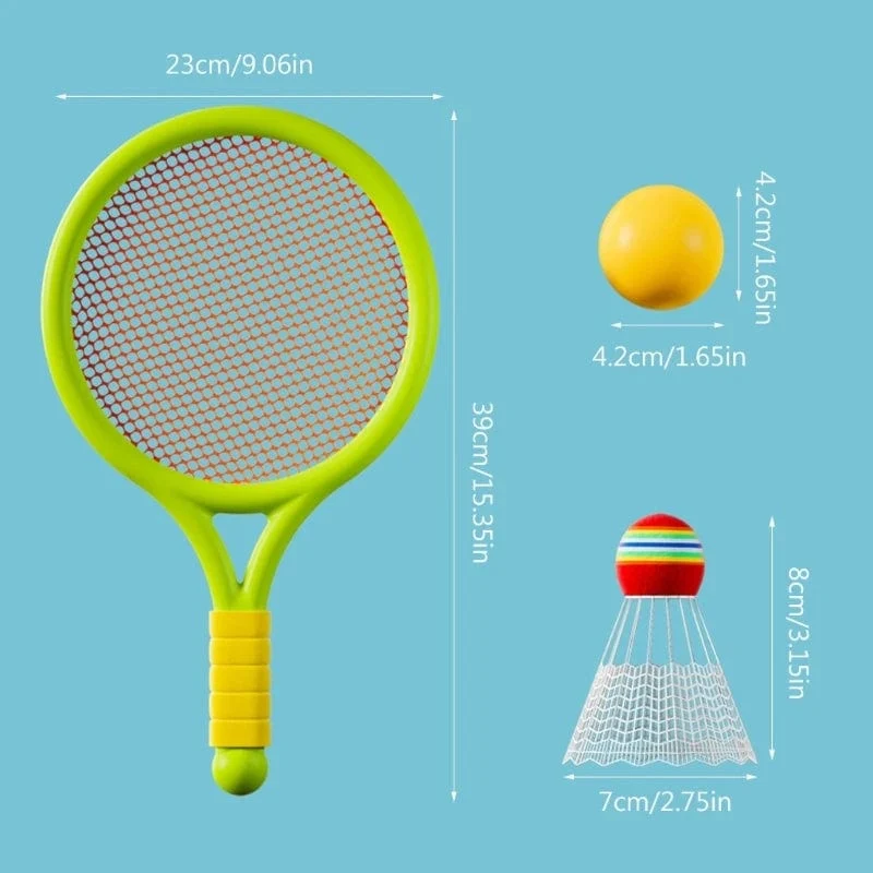 Tennisschläger für Kinder, weiche Trainingsbälle, Badminton-Federbälle, Schläger, interaktives Sportspielzeug für die ganze Familie, farbenfrohes Spielzubehör, neu