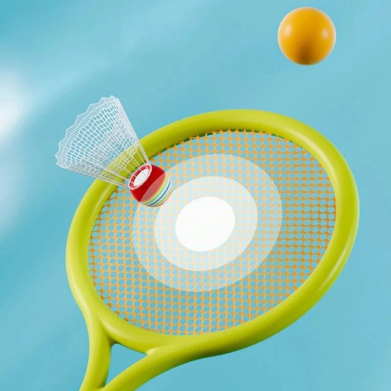 Tennisschläger für Kinder, weiche Trainingsbälle, Badminton-Federbälle, Schläger, interaktives Sportspielzeug für die ganze Familie, farbenfrohes Spielzubehör, neu