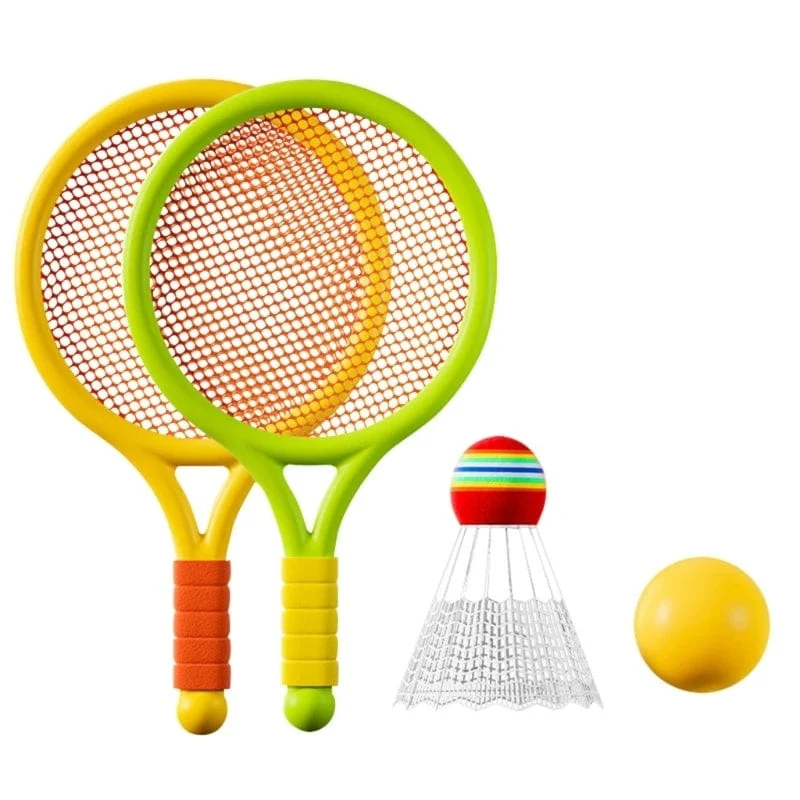 Tennisschläger für Kinder, weiche Trainingsbälle, Badminton-Federbälle, Schläger, interaktives Sportspielzeug für die ganze Familie, farbenfrohes Spielzubehör, neu