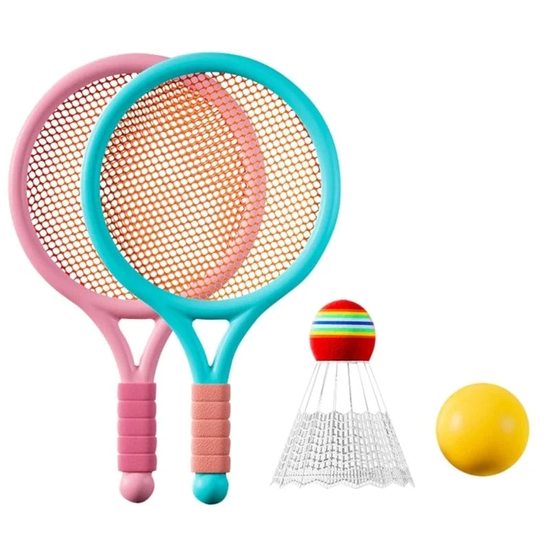 Tennisschläger für Kinder, weiche Trainingsbälle, Badminton-Federbälle, Schläger, interaktives Sportspielzeug für die ganze Familie, farbenfrohes Spielzubehör, neu