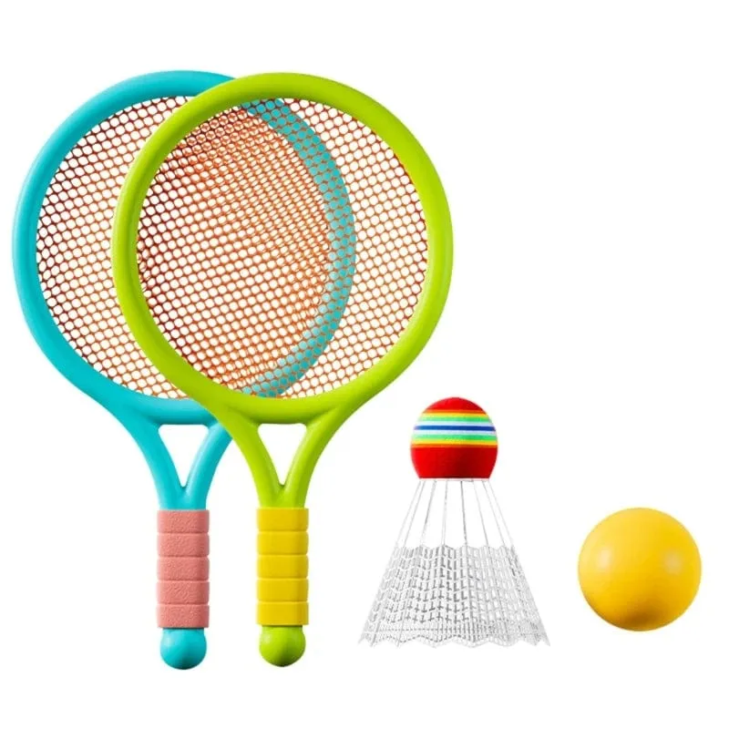 Tennisschläger für Kinder, weiche Trainingsbälle, Badminton-Federbälle, Schläger, interaktives Sportspielzeug für die ganze Familie, farbenfrohes Spielzubehör, neu
