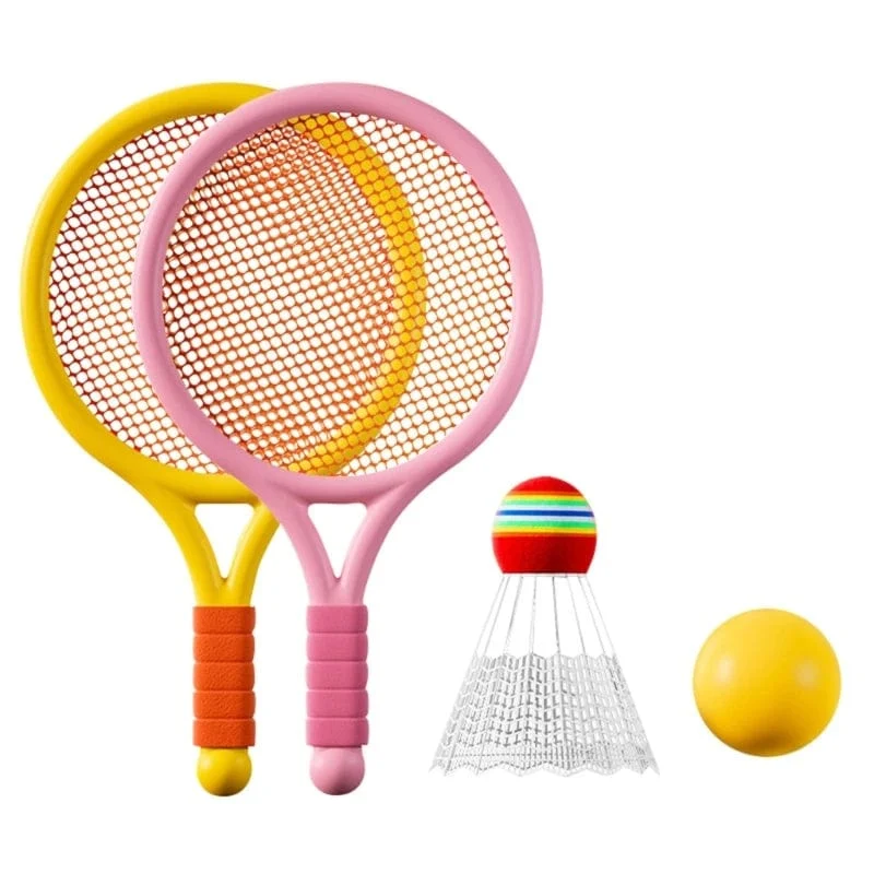 Tennisschläger für Kinder, weiche Trainingsbälle, Badminton-Federbälle, Schläger, interaktives Sportspielzeug für die ganze Familie, farbenfrohes Spielzubehör, neu