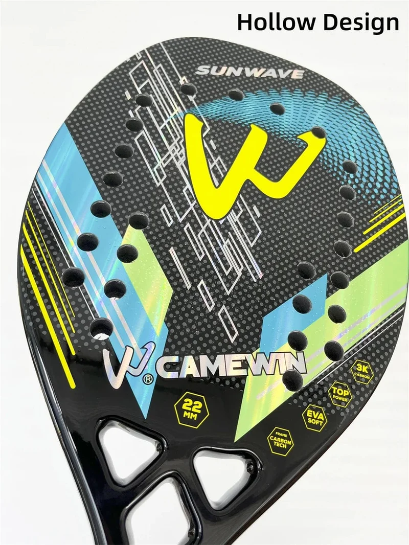 Camewin Beach-Tennisschläger, 3K Vollcarbon, raue Oberfläche, Outdoor-Sportballschläger für Männer, Frauen, Erwachsene, Senioren